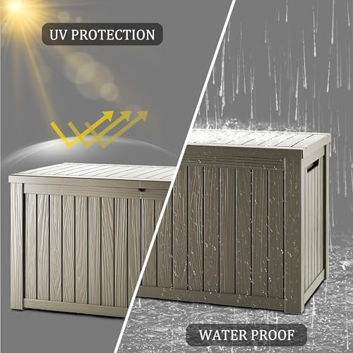 Outdoor Storage Box, 150 Gallon Waterproof Deck Box, Piston-Assisted Resin Trunk for Sectional Sofa Cushions, High-Capacity Lockable Double Storage Bench, Patio Lounge, Grey - Image 5