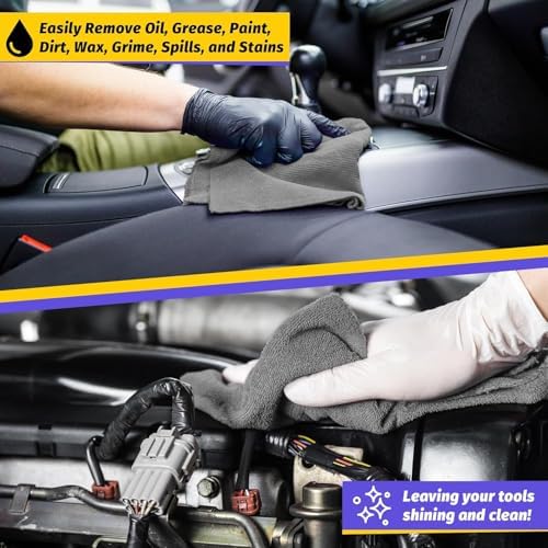 Microfiber Cleaning Cloth, 200 Pack Grey Cleaning Rags Microfiber Towel Bulk Absorbent Lint-Free Wash Cloths, All-Purpose Towels for Cars, Shop, Automotive, Garage, Home & Kitchen - Image 4