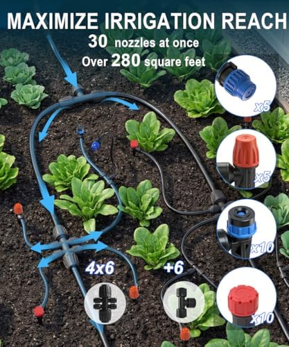 26FT Main Tube 1/2" Drip Irrigation System Kit with 30 Adjustable Nozzles - Image 2