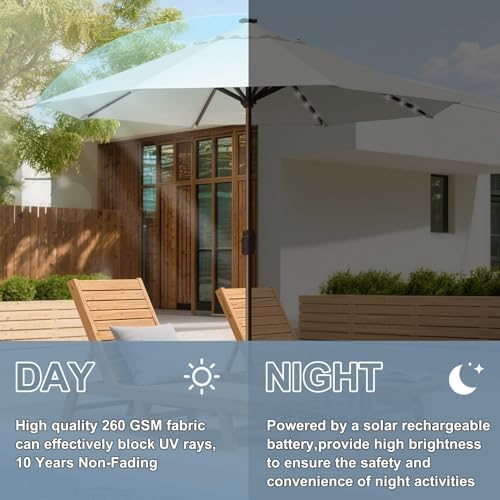 EliteShade USA 10-Year-Non-Fading 10ft Market Patio Umbrella, Commercial Grade Table Sun Umbrella with 80 Solar LED Lights, Crank Open, Windproof & UPF 50+ UV Protection for Garden, Deck, Pool, Backyard, No Tilt, White - Image 5