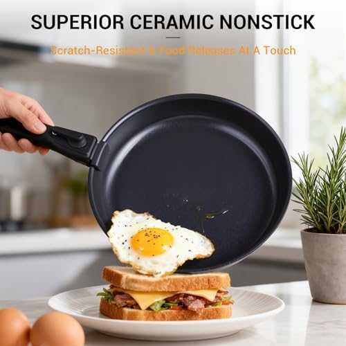 Ammeloo 21Pcs Pots and Pans Set Non Stick with Detachable Handle, Grill Pan - Image 3