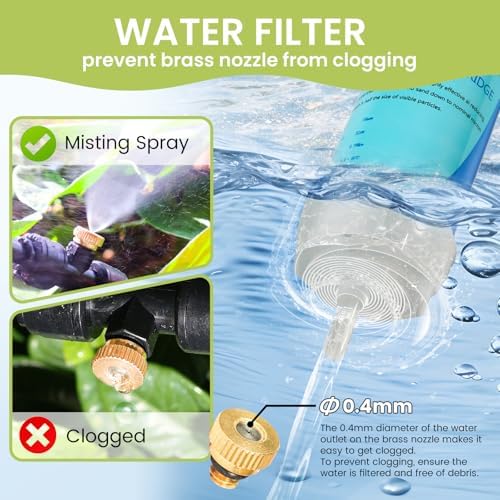 85FT Mister for Outside Patio Misting Cooling System, 85FT (26M) Misting Line+26 Brass Mist Nozzles+Water Filter, Outdoor Mister System for Garden Greenhouse Trampoline Waterparke - Image 3
