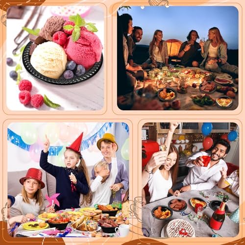 24 Pack 12 oz Disposable Plastic Bowls Dessert, Ice Cream, Salad, Soup Serving Cups for Party, Picnic, Food Snacks (Black) - Image 7