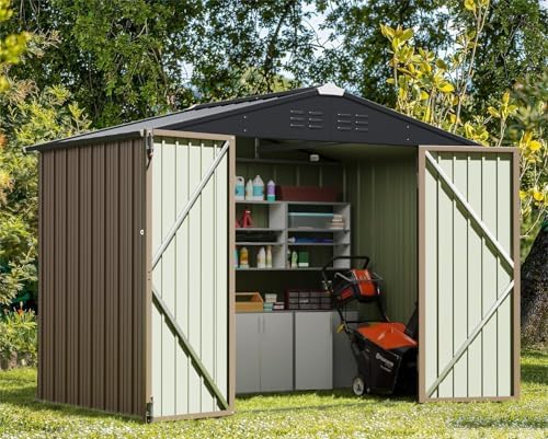 Greesum 8x6FT Outdoor Storage Shed, Brown by BuynowfromGreesum