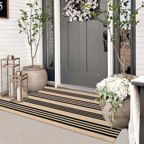Striped Fall Door Mat 24"x51" Outdoor Rug Cotton Washable Fall Decor - Image 2