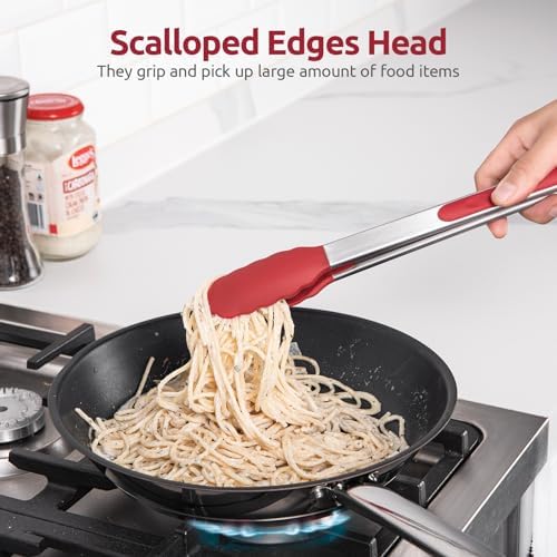U-Taste Kitchen Tong for Cooking, 600ºF Heat-Resistant Silicone, 2Pcs/Red - Image 4
