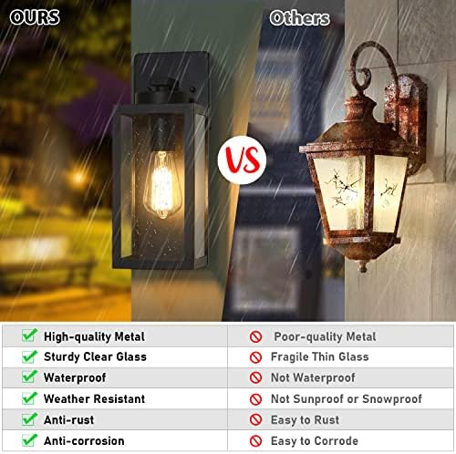 BesLowe Outdoor Wall Light Fixtures, Modern Black Exterior Wall Lanterns - Image 5
