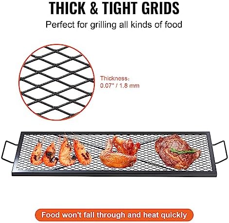 VEVOR X-Marks Fire Pit Grill Grate, Rectangle Cooking Grate, Heavy Duty Steel Campfire BBQ Grill Grid with Handle & Support X Wire, Portable Camping Cookware for Outside Party Gathering, 44 Inch Black - Image 5