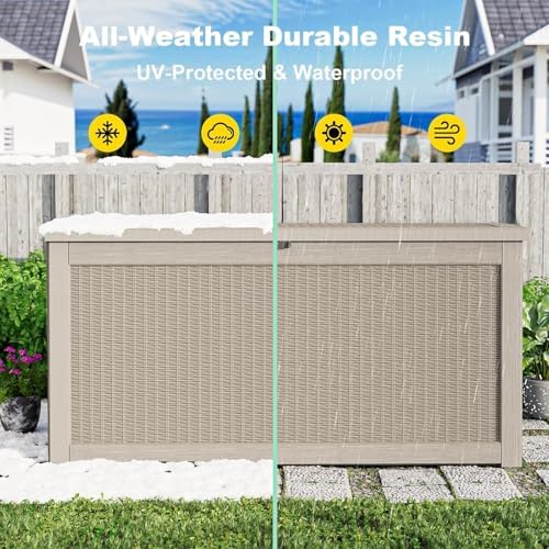 360 Gallon Outdoor Storage Box,Large Deck Box Waterproof UV Resistant,Lockable& Resin Storage Container for Patio Furniture Cushions Garden Tools and Pool Accessories(Grey, 360 Gallon) - Image 6