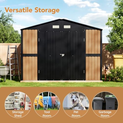 Panovue 10X12 FT Outdoor Steel Storage Shed with Frame Floor(NO Wood Panel) - Image 5