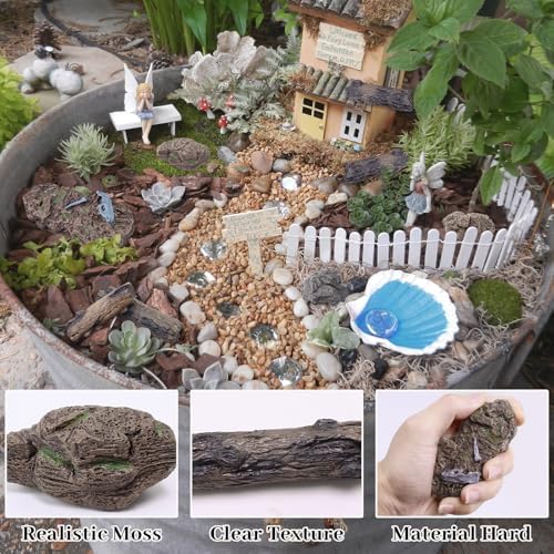 Morofme 7pcs Diorama Rocks Plastic Tree Stump Mini Rockery Stone Micro-Landscape Stone Figurines Diorama Stumps Ornaments Artificial Miniature Rocks for Projects Sand Table Landscape Train Garden - Image 2