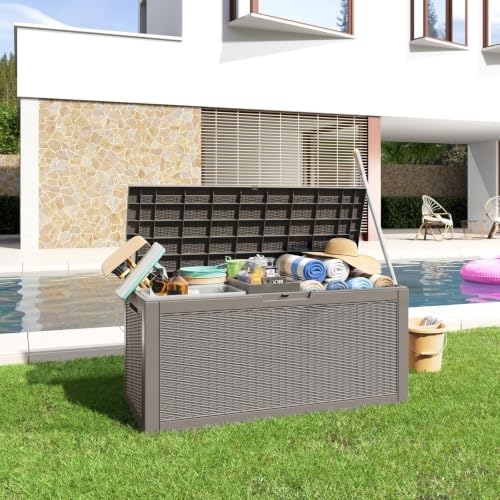 125 Gallon Outdoor Storage Box, Large Waterproof UV Resistant Deck Box, Lockable Storage Container for Patio Furniture Cushions Garden Tools and Pool Accessories(Grey, 125 Gallon) - Image 6