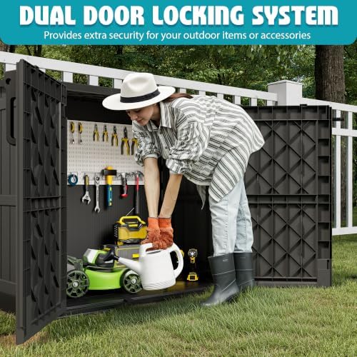 Horizontal Outdoor Storage Shed 36 Cu Ft with Lockable Doors, Portable Outdoor Storage Box -Waterproof Outdoor Storage Cabinet for Backyard - Image 6