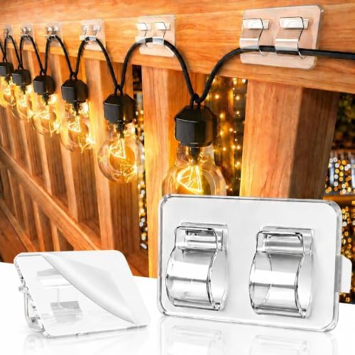 Hooks for Outdoor String Lights, 30Pcs Heavy Duty Clear Outdoor Light Clips by BrightenEveryHolidayMoment