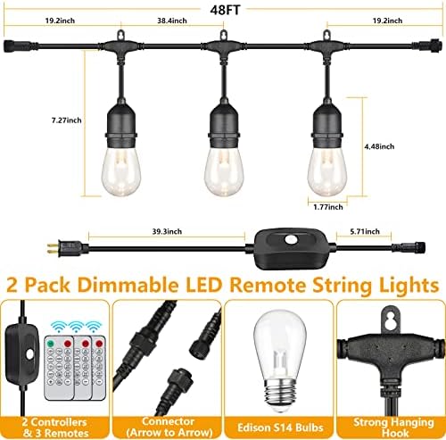Mlambert 96FT(2x48FT) 3 Colors LED Outdoor String Lights with Remote, Black - Image 5