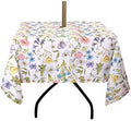 ColorBird Spring & Summer Outdoor Tablecloth Waterproof Spillproof Polyester Fabric Table Cover with Zipper Umbrella Hole for Patio Garden Tabletop Decor (60" Square, Zippered, Watercolor Floral) by ColorBird
