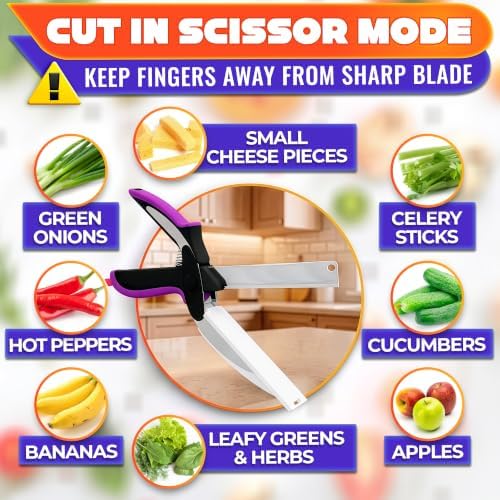2 in 1 Kitchen Scissors for Food with Cutting Board, Safety Lock - Image 7