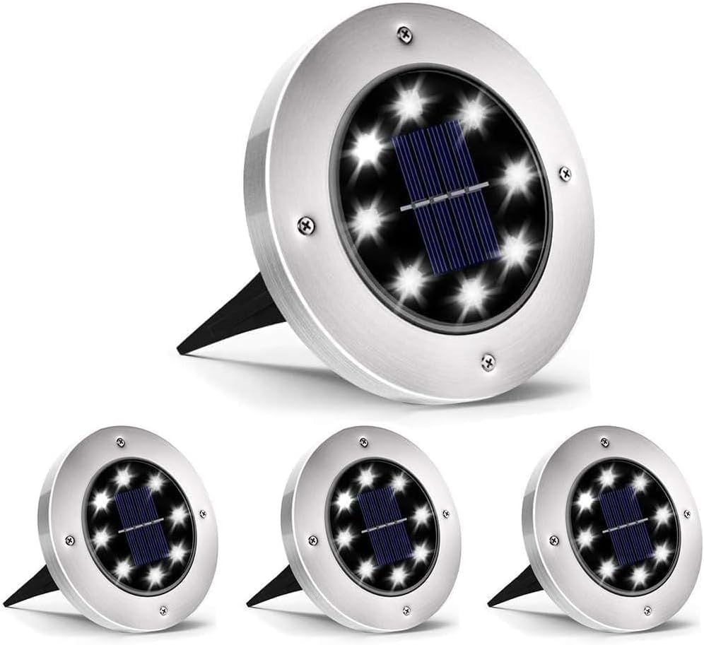 INCX Solar Lights Outdoor Waterproof, Cold White, 4 Pack Ground Lights by INCX
