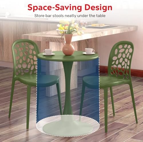 Costaelm Small Dining Table, Round PP Outdoor Table, Weather Resistant Balcony Table for Outside Poolside Deck Lawn Garden Backyard, Olive Green - Image 6