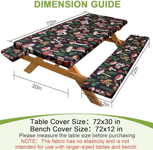 Picnic Table Cover with Bench Covers Camping Tablecloth Set with Pocket - Image 3