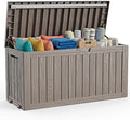 ROJIK 150 Gallon Outdoor Storage Box Waterproof,Weatherproof Deck Boxes Outdoor Lockable,Resin Outside Storage Box for Garden Tools,Cushions,Pool Accessories(Grey,150 Gal) by ROJIK