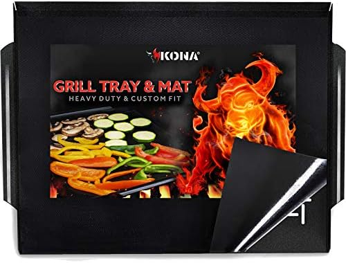 Kona Grill Mat & Grill Pan - The Ultimate Non-Stick Grilling Tray Combo by Kona