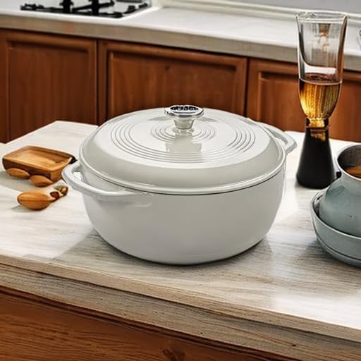 Lodge Essential Enamel Cast Iron Dutch Oven, 3 Quart, Oyster White - Image 5
