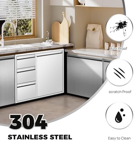 Karpevta Outdoor Kitchen Drawer Combo 28x22x19.5in with 2 Trash Bin Cabinet - Image 3