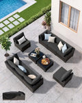 Patio Furniture Set - All-Weather - 10 Piece Patio Outdoor Conversation Set, Modular Wicker Rattan Sectional Sofa for Backyard, Garden, Poolside, Balcony, Porch, Patio, Brown/Dark Gary by Unknown