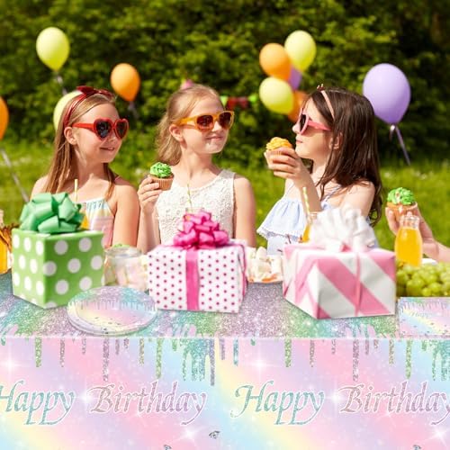 41Pcs Pastel Birthday Decorations Pastel Rainbow Tableware Set Disposable Paper Plates,Napkins,Tablecloth丨Rainbow Birthday Decorations for Girls,Baby Shower,Bridal Wedding Party Supplies,Serve 20 - Image 6