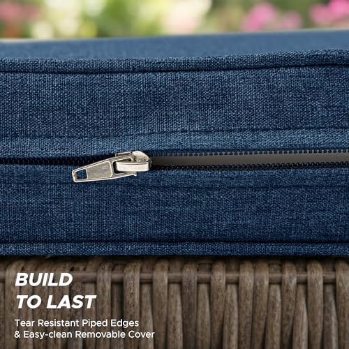 Outdoor Chair Cushions, Set of 4, 18 x 18 Inch, Navy Blue - Image 6