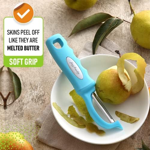 Spring Chef Swivel Potato Peeler for Kitchen w/Soft Grip Handle, Aqua Sky - Image 6