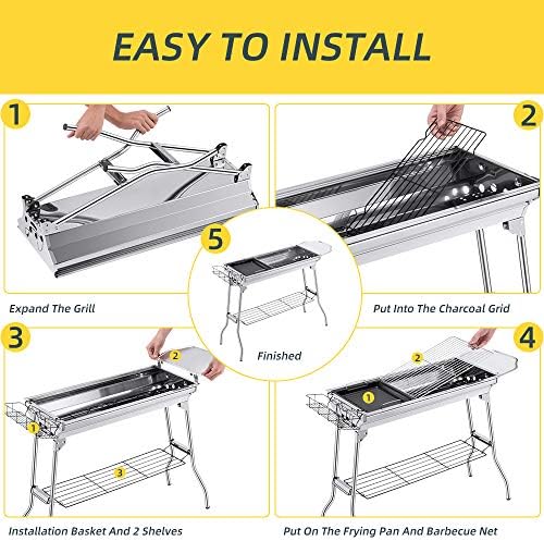 Portable Charcoal Grill,Outdoor BBQ Grill for Christmas Picnic, Thanksgiving Family Gathering and Backyard Barbecue,With Storage Bag & Non-Stick Frying Pan - Image 6