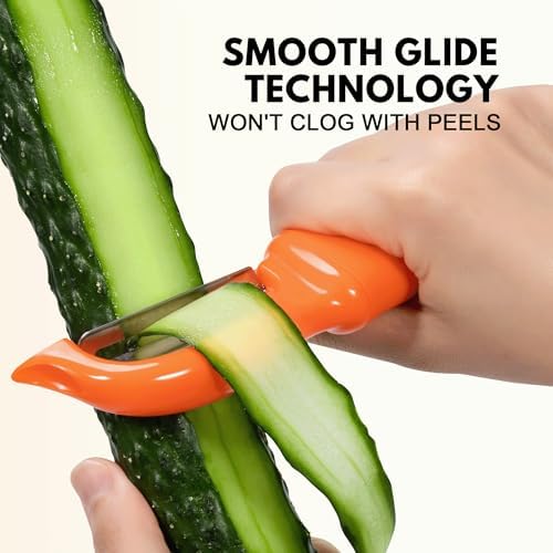 Rainspire Vegetable Peeler Potato Peelers for Kitchen, Sharp Stainless Steel Blades Veggie, Comfortable Handle Fruit Peeler, Carrot Peeler Apple Peeler Dishwasher Safe (2, Orange) - Image 4