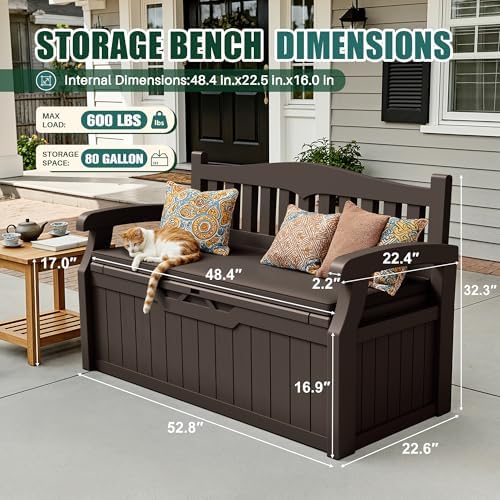 Devoko 80 Gallon Storage Bench with Cushion, Deck Box Waterproof&Lockable - Image 2