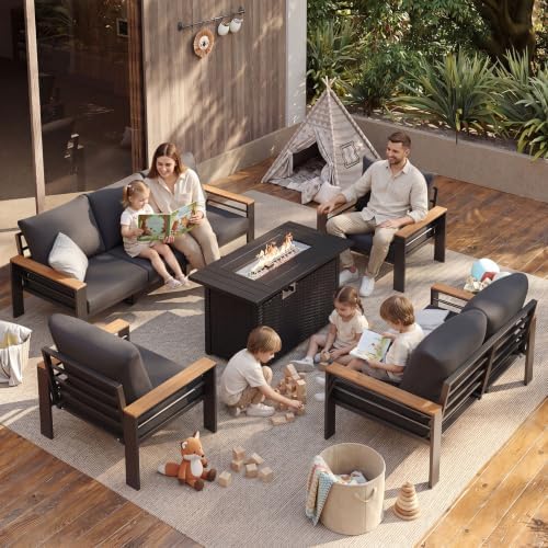 Aoxun Patio Furniture Set, Aluminum Outdoor Furniture with Fire Pit Table - Image 2