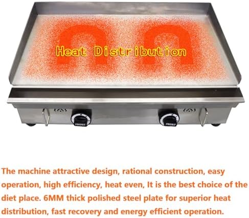 WYDDARY 2000Pa Stainless Steel Natural Gas Grill Griddle Commercial Home Camp Countertop Flat Cooking Griddle Grill 2 Burners Adjustable Temperature Control 122°F-572°F - Image 3