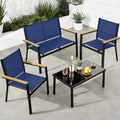 Best Choice Products 4-Piece Outdoor Textilene Patio Conversation Set, Backyard Furniture w/Loveseat, Coffee Table, Steel Frame - Black/Navy by BestChoiceProducts
