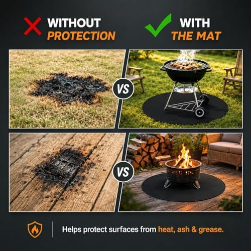 48inch Fire Pit Mat, Round Under Grill Blanket for Outdoor Grill, Fireproof Mat, Oil Proof Waterproof Under Floor BBQ Accessories Protector for Solo Stove Accessories - Image 3