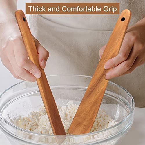 Non Toxic Wood Spatula for Cooking Spoon Teak Wooden Utensil Set Spurtle - Image 5