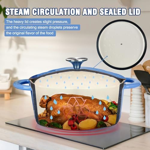 5 QT Enameled Cast Iron Dutch Oven with Self-Basting Lid - Image 3