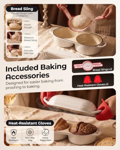 Mini Double Dutch Oven for Sourdough, Enameled Cast Iron Bread Pan, White - Image 7