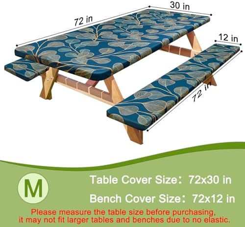 Picnic Table and Bench Cover Set, Waterproof Fitted Elastic Cloth - Image 2