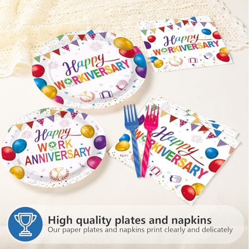 96 Pcs Happy Work Anniversary Party Decorations for Women Men, Serves 24 - Image 3