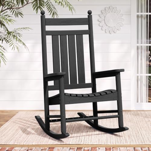 SERWALL Rocking Chair Outdoor, Comfortable Rocker for Adults, Black by SERWALL