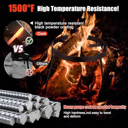 Campfire Tripod for Cooking - Campfire Cooking Equipment, Outdoor Fire Pit Stand, Portable Cast Iron Open Camping Tripod cookware for Dutch Oven,Grill,Lodge,firepit - Image 3