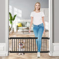 Dog Gate Indoor,18"-45" Adjustable Extra Wide Metal Short Dog Gate to Step Over, 14" Tall Small Pet Gate with 3 Extension Kits, Pressure Mounted for Doorways & Stairs Black by Fldofaves