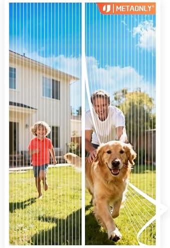 METAONLY Magnetic Screen Door Mesh, Works for Patio, Sliding Door, Keeps Bug Mosquito Out, Fresh Air Flow, Fits 36" x 82" Door - Curtain Size 38" x 83", White by Giveyouthebestexperience