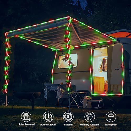 Solar Rope Lights, 2 Packs Total 132ft 400LED Solar String Lights, 8 Modes - Image 2