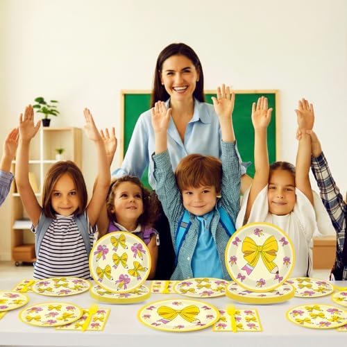 96PCS Back to School Plates and Napkins Pencil Bow Party Decorations - Image 4